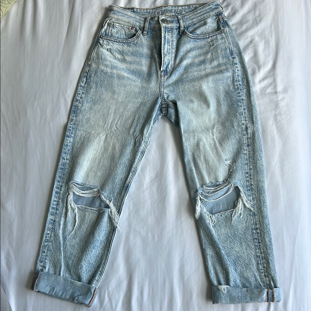 American Eagle Light Blue Distressed Ripped Jeans